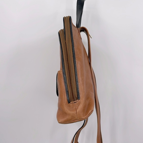 (#140) Vintage OPALE Caramel Brown Leather Backpack - Picture 3 of 8